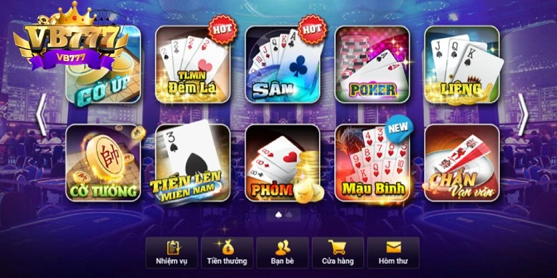 Chọn trò chơi trong sảnh game bài đổi thưởng VB777 Chọn trò chơi trong sảnh game bài đổi thưởng VB777